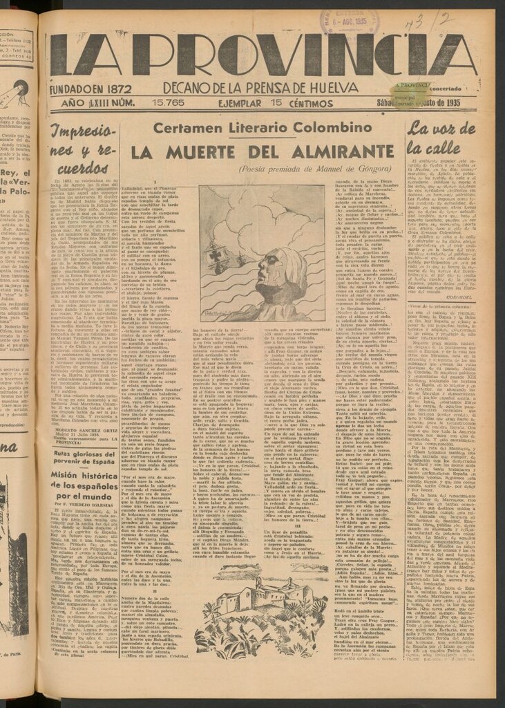 Miniatura de La Provincia : diario de la noche del 3 de agosto de 1935