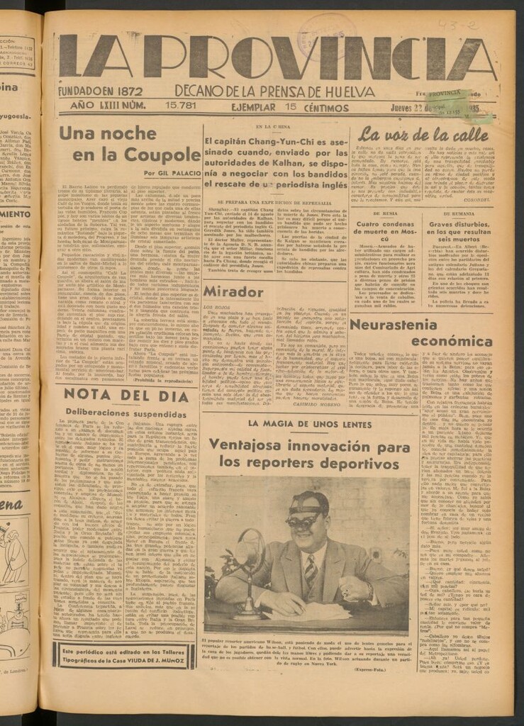 Miniatura de La Provincia : diario de la noche del 22 de agosto de 1935