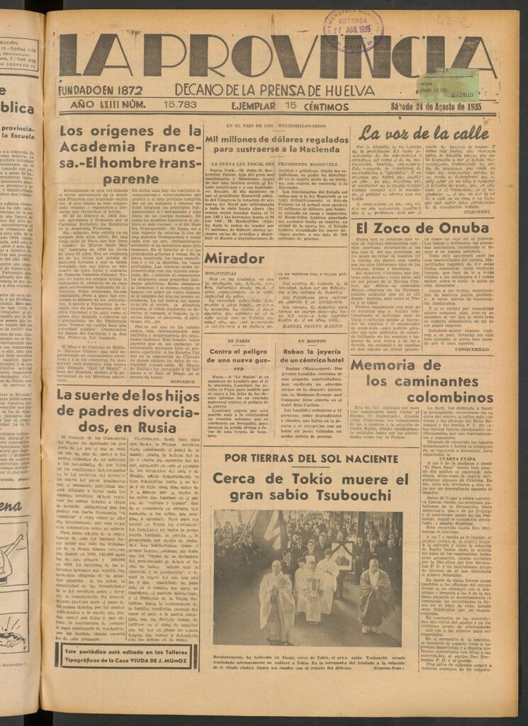 Miniatura de La Provincia : diario de la noche del 24 de agosto de 1935