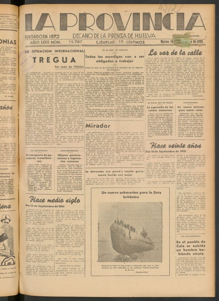Miniatura de La Provincia : diario de la noche del 10 de septiembre de 1935