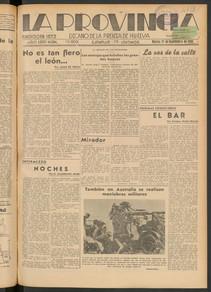 Miniatura de La Provincia : diario de la noche del 17 de septiembre de 1935