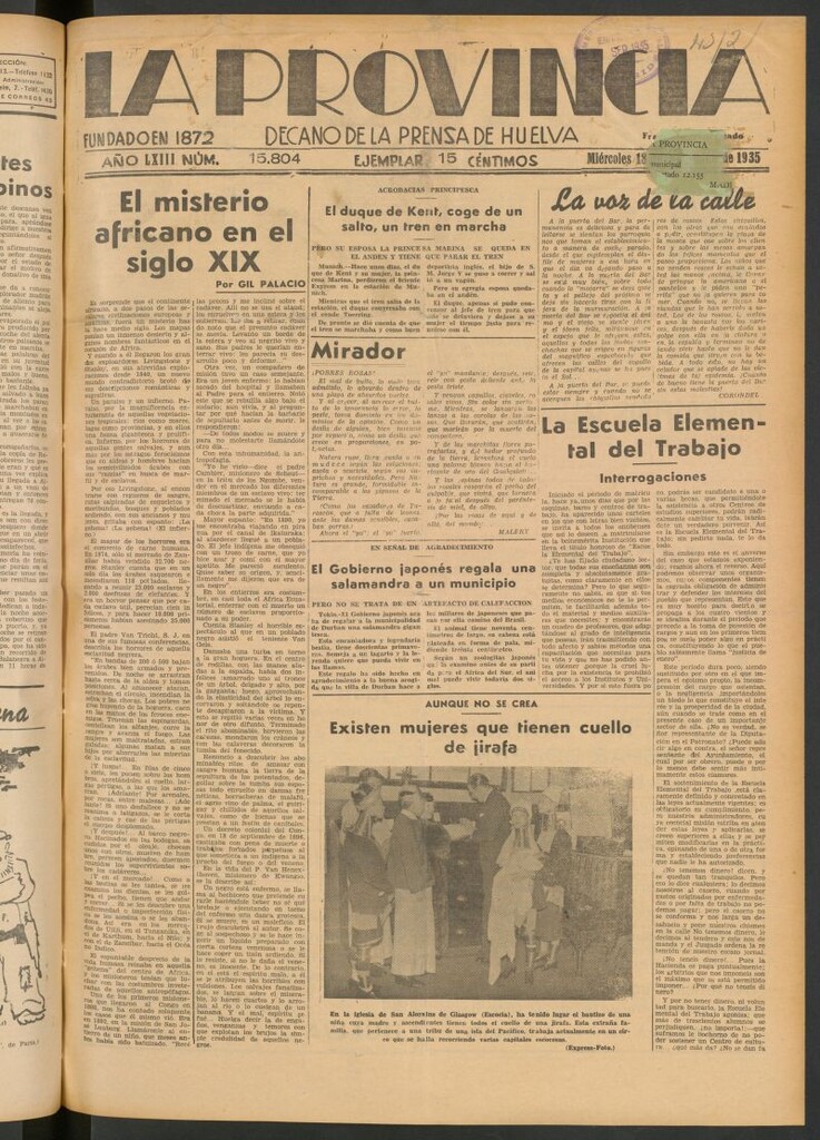 Miniatura de La Provincia : diario de la noche del 18 de septiembre de 1935