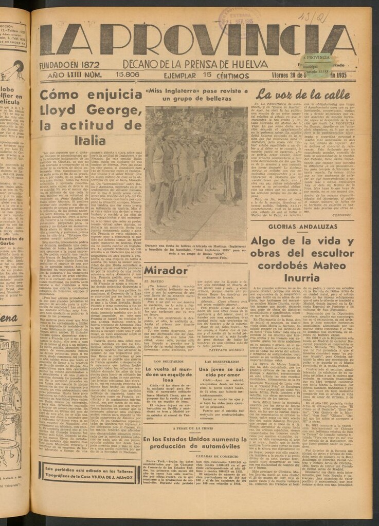Miniatura de La Provincia : diario de la noche del 20 de septiembre de 1935
