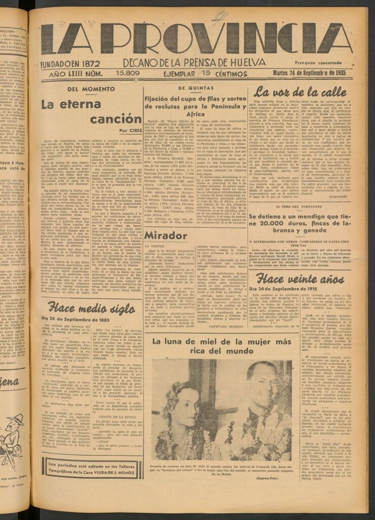 Miniatura de La Provincia : diario de la noche del 24 de septiembre de 1935