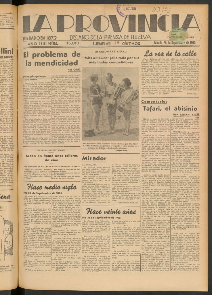 Miniatura de La Provincia : diario de la noche del 28 de septiembre de 1935