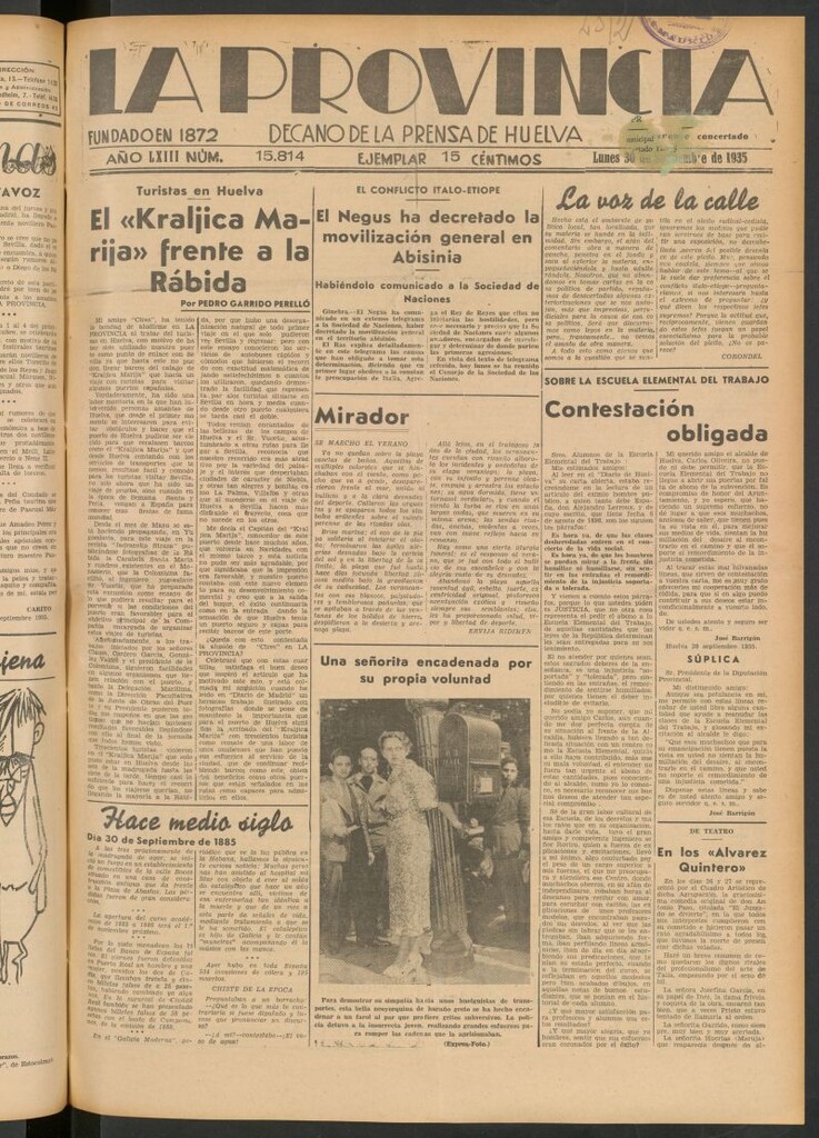 Miniatura de La Provincia : diario de la noche del 30 de septiembre de 1935