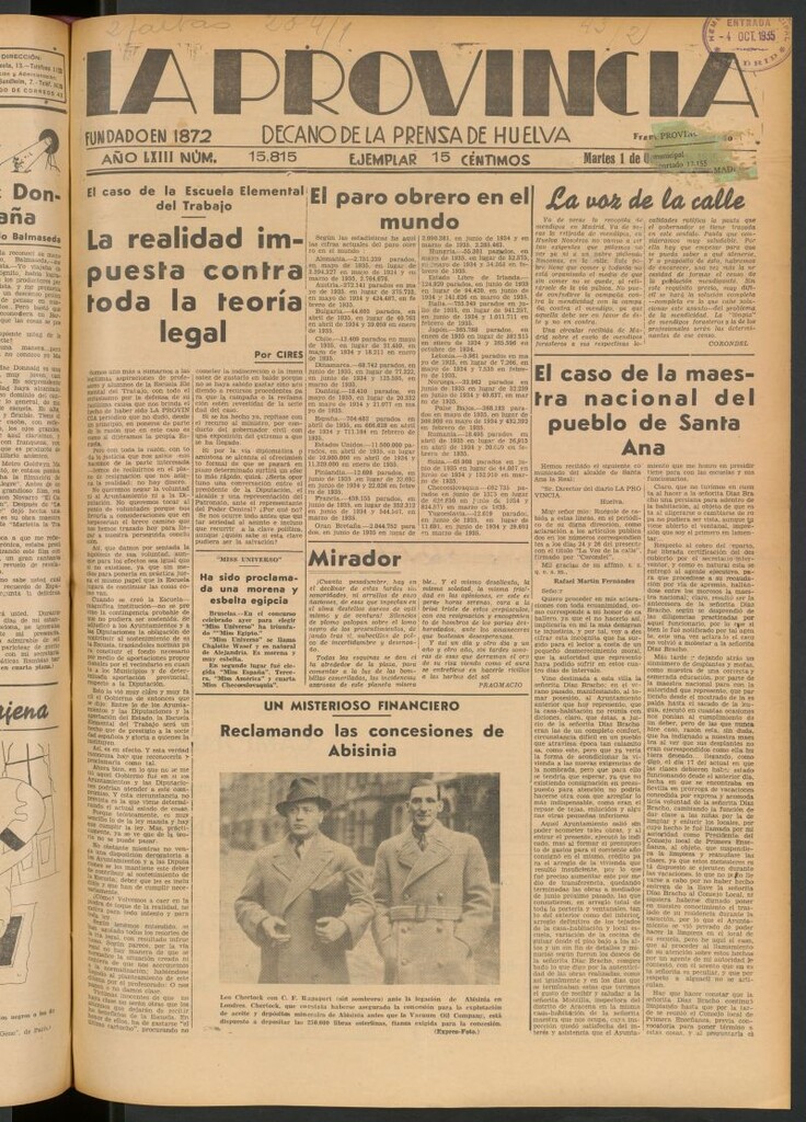 Miniatura de La Provincia : diario de la noche del 1 de octubre de 1935