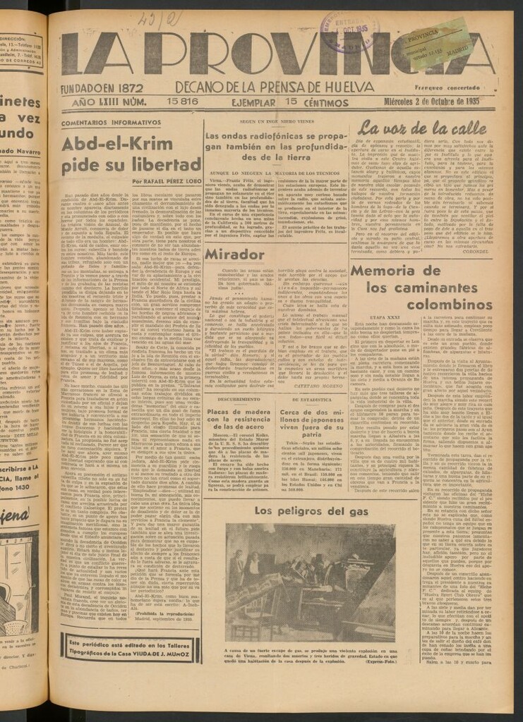 Miniatura de La Provincia : diario de la noche del 2 de octubre de 1935