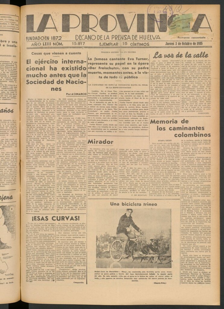 Miniatura de La Provincia : diario de la noche del 3 de octubre de 1935