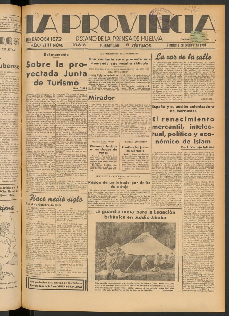 Miniatura de La Provincia : diario de la noche del 4 de octubre de 1935