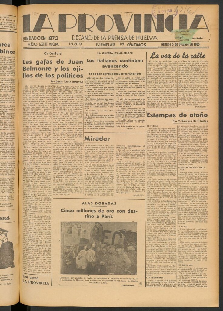 Miniatura de La Provincia : diario de la noche del 5 de octubre de 1935