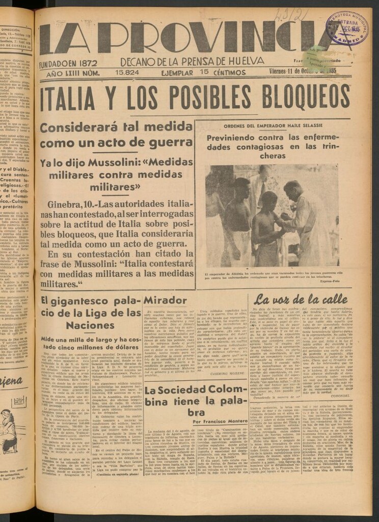 Miniatura de La Provincia : diario de la noche del 11 de octubre de 1935