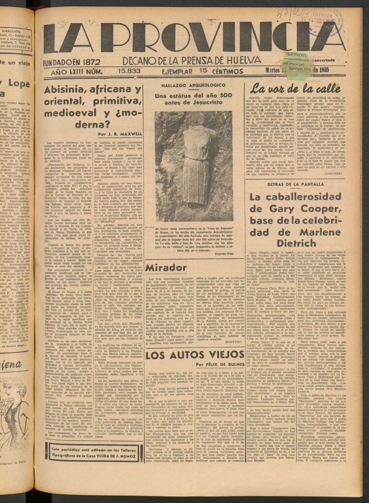 Miniatura de La Provincia : diario de la noche del 22 de octubre de 1935