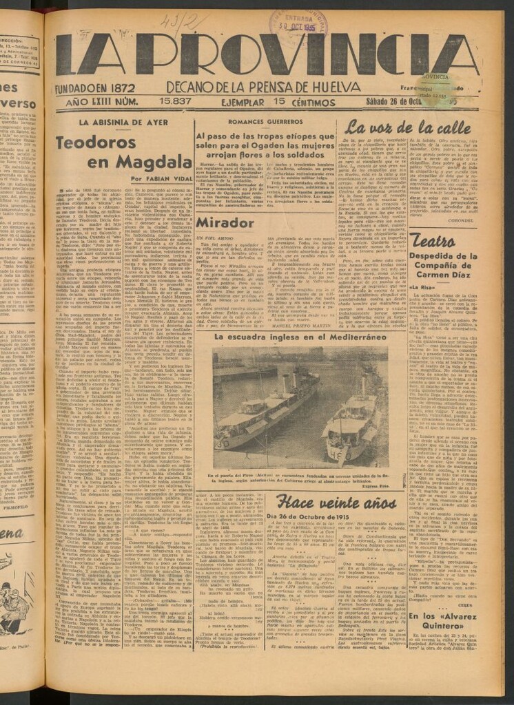 Miniatura de La Provincia : diario de la noche del 26 de octubre de 1935