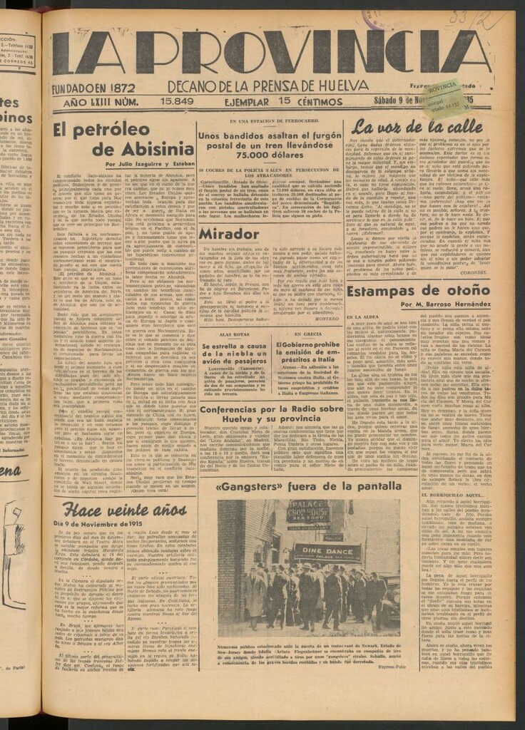 Miniatura de La Provincia : diario de la noche del 9 de noviembre de 1935
