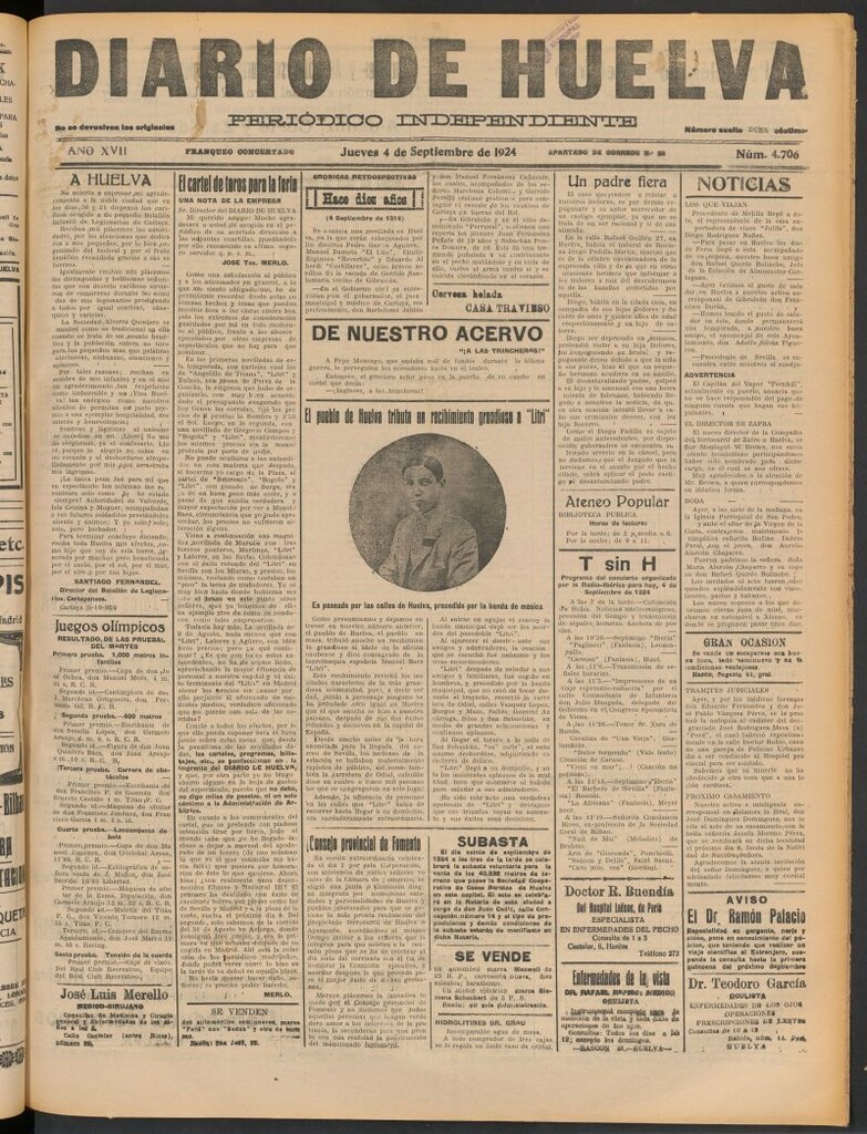 Miniatura de Diario de Huelva : periódico independiente del 4 de septiembre de 1924