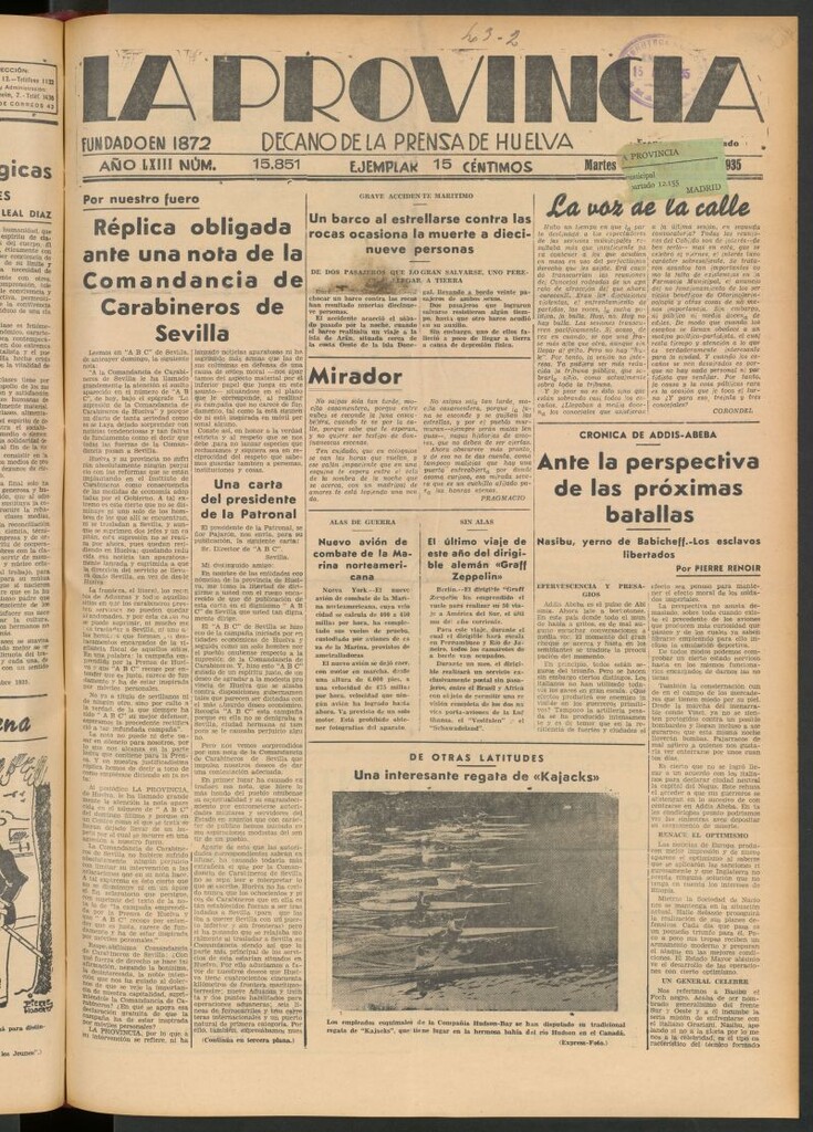 Miniatura de La Provincia : diario de la noche del 12 de noviembre de 1935
