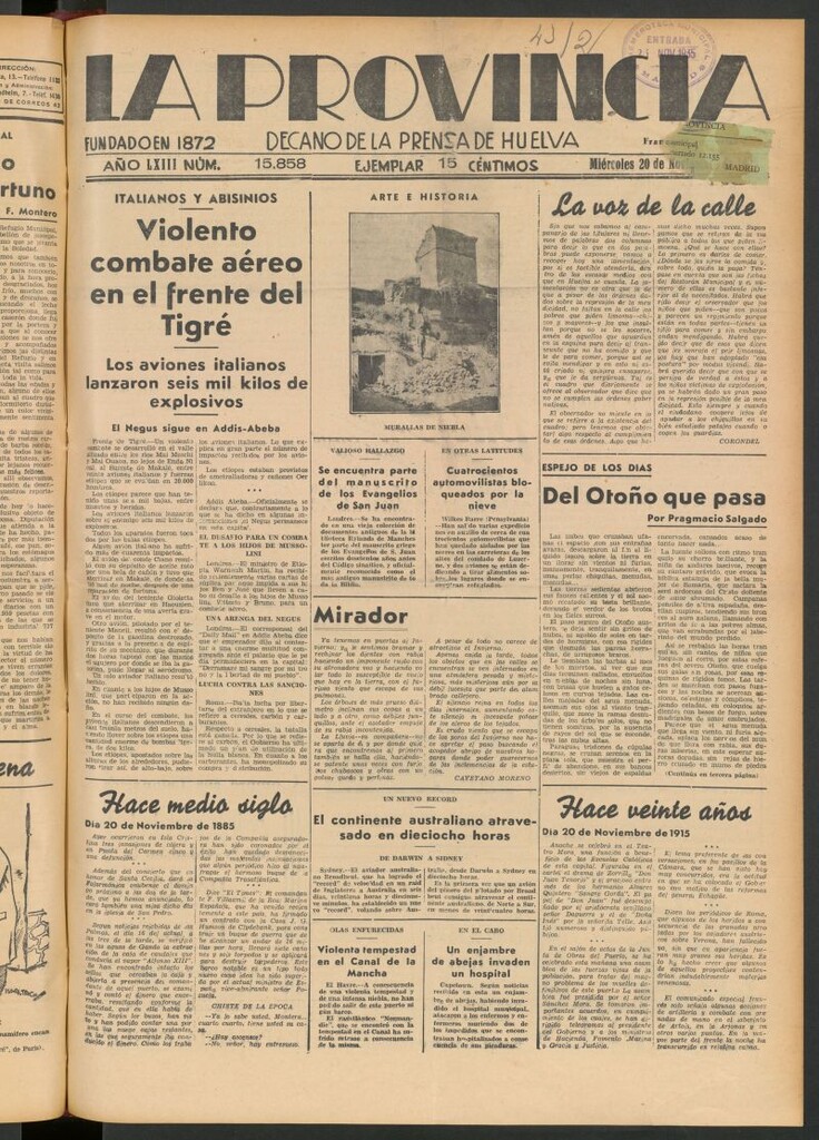 Miniatura de La Provincia : diario de la noche del 20 de noviembre de 1935