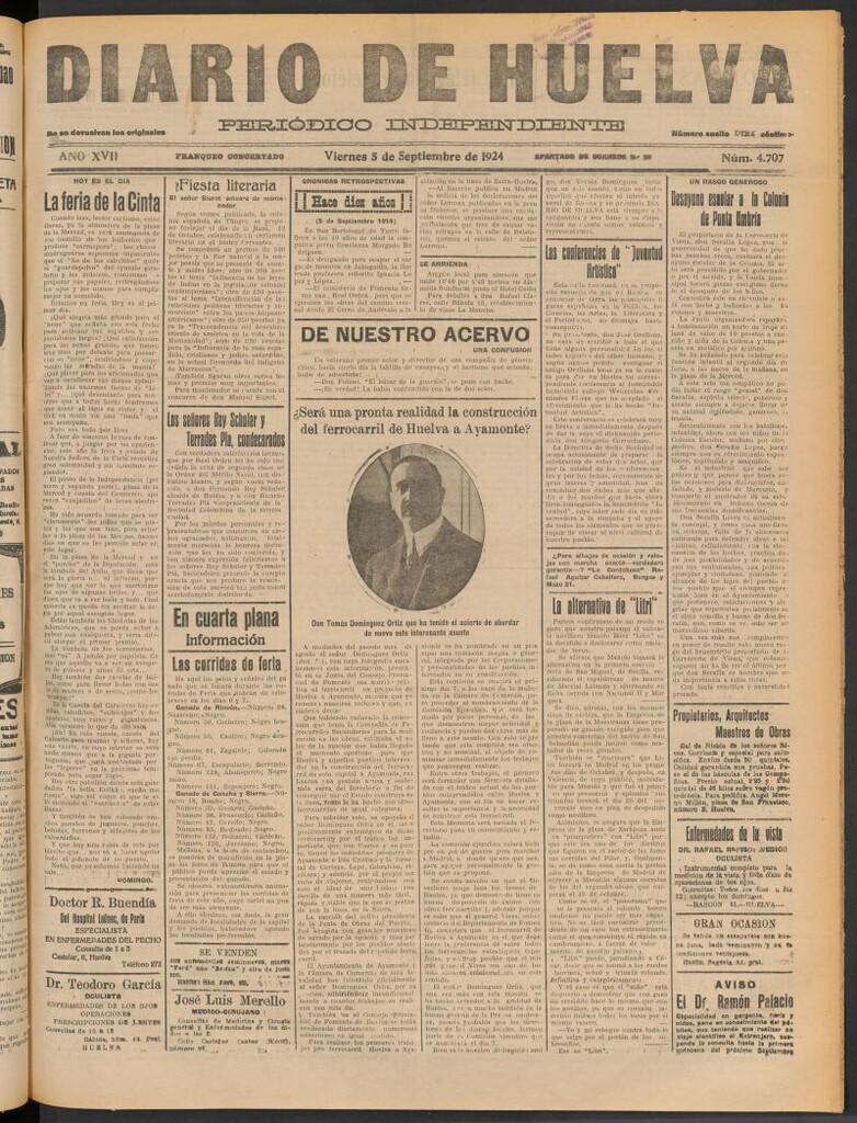 Miniatura de Diario de Huelva : periódico independiente del 5 de septiembre de 1924