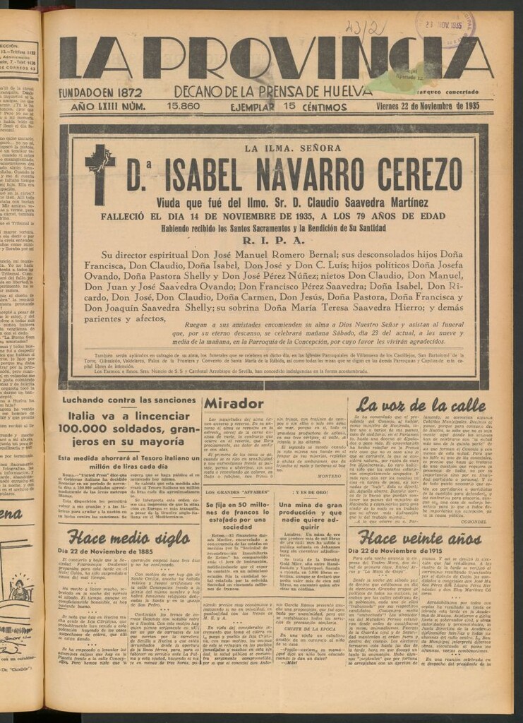 Miniatura de La Provincia : diario de la noche del 22 de noviembre de 1935