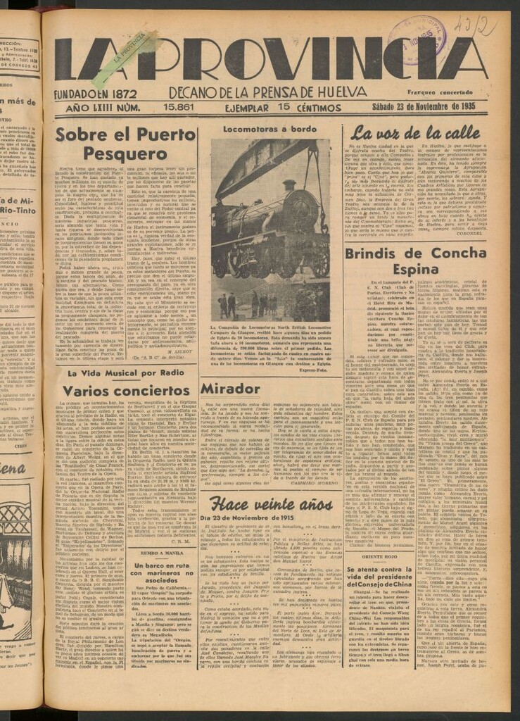 Miniatura de La Provincia : diario de la noche del 23 de noviembre de 1935