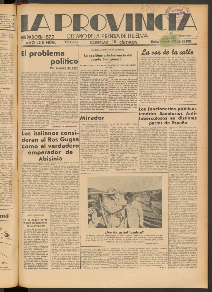 Miniatura de La Provincia : diario de la noche del 26 de noviembre de 1935