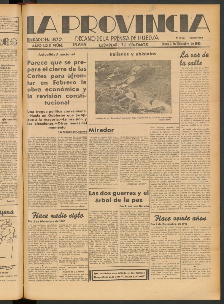 Miniatura de La Provincia : diario de la noche del 2 de diciembre de 1935