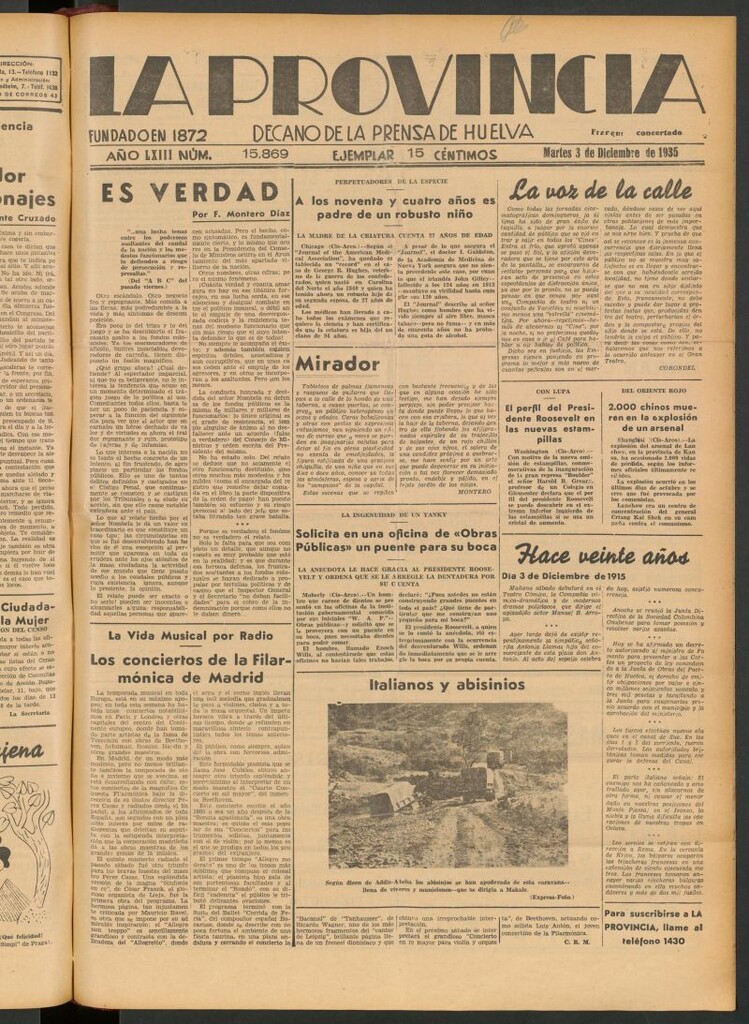 Miniatura de La Provincia : diario de la noche del 3 de diciembre de 1935