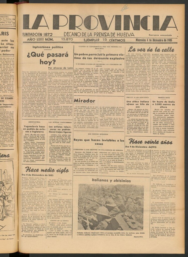 Miniatura de La Provincia : diario de la noche del 4 de diciembre de 1935