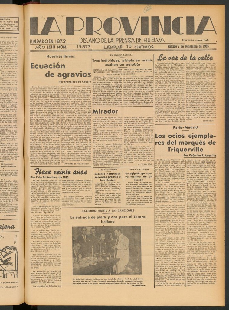 Miniatura de La Provincia : diario de la noche del 7 de diciembre de 1935