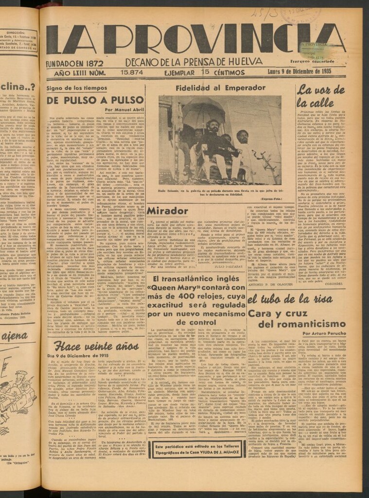 Miniatura de La Provincia : diario de la noche del 9 de diciembre de 1935