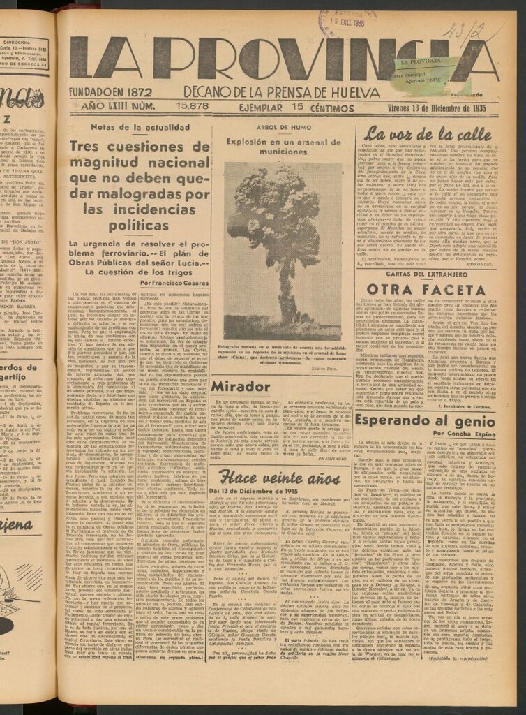 Miniatura de La Provincia : diario de la noche del 13 de diciembre de 1935