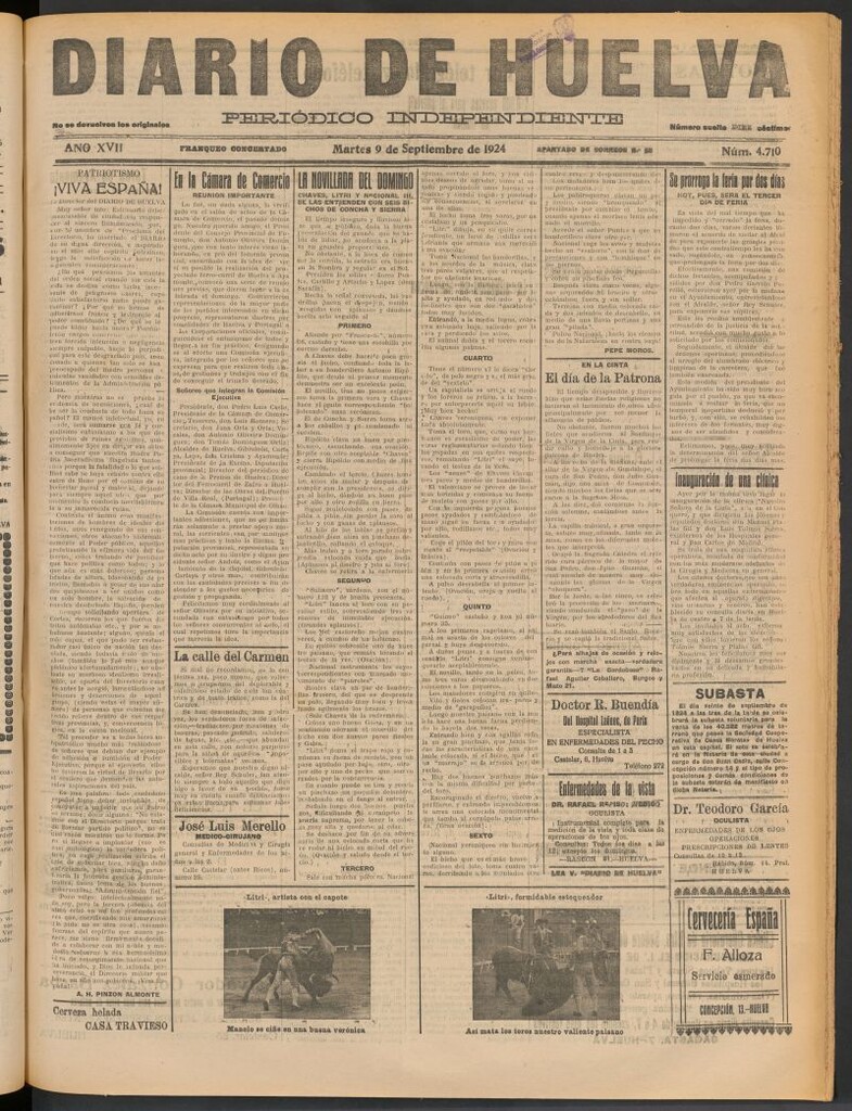 Miniatura de Diario de Huelva : periódico independiente del 9 de septiembre de 1924