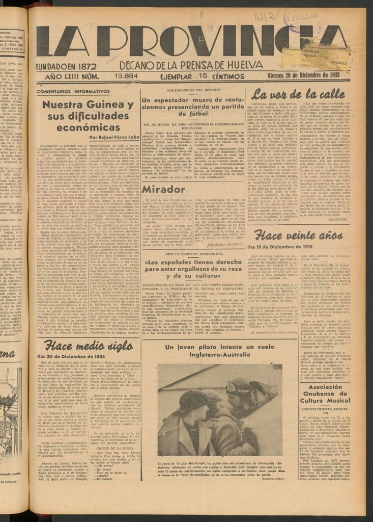 Miniatura de La Provincia : diario de la noche del 20 de diciembre de 1935