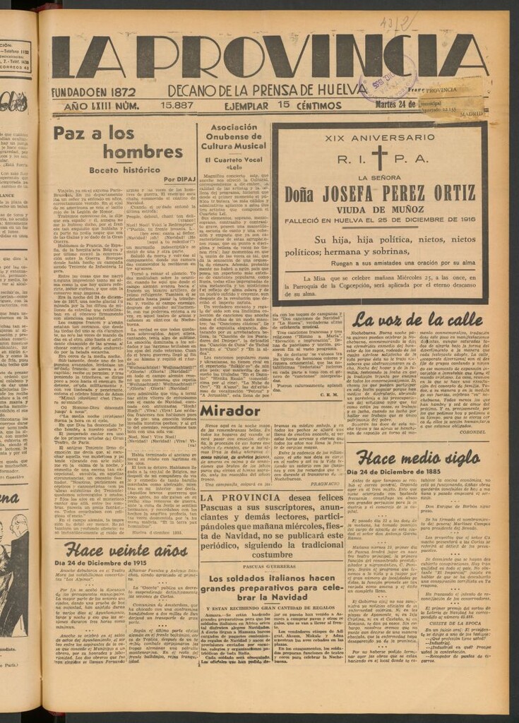 Miniatura de La Provincia : diario de la noche del 24 de diciembre de 1935