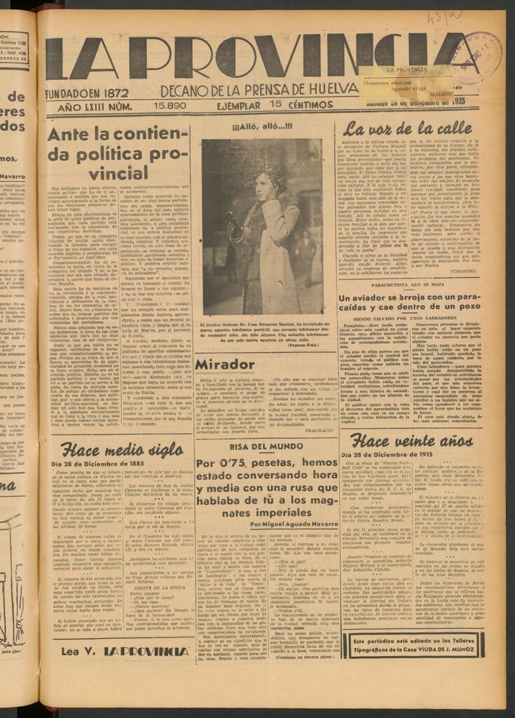 Miniatura de La Provincia : diario de la noche del 28 de diciembre de 1935