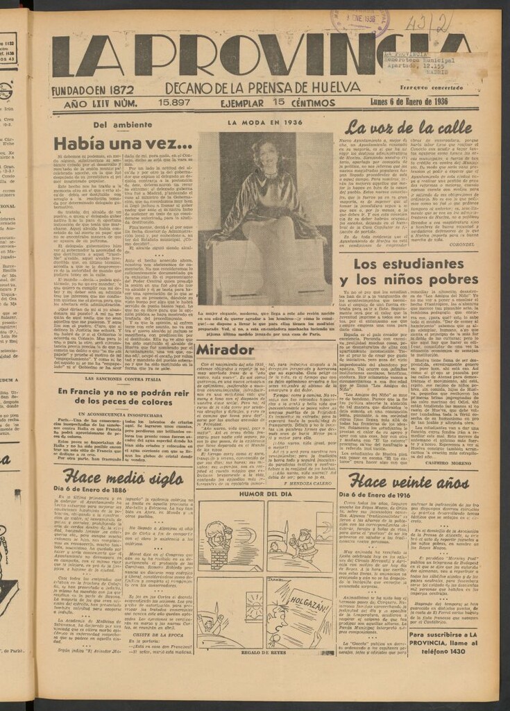 Miniatura de La Provincia : diario de la noche del 6 de enero de 1936