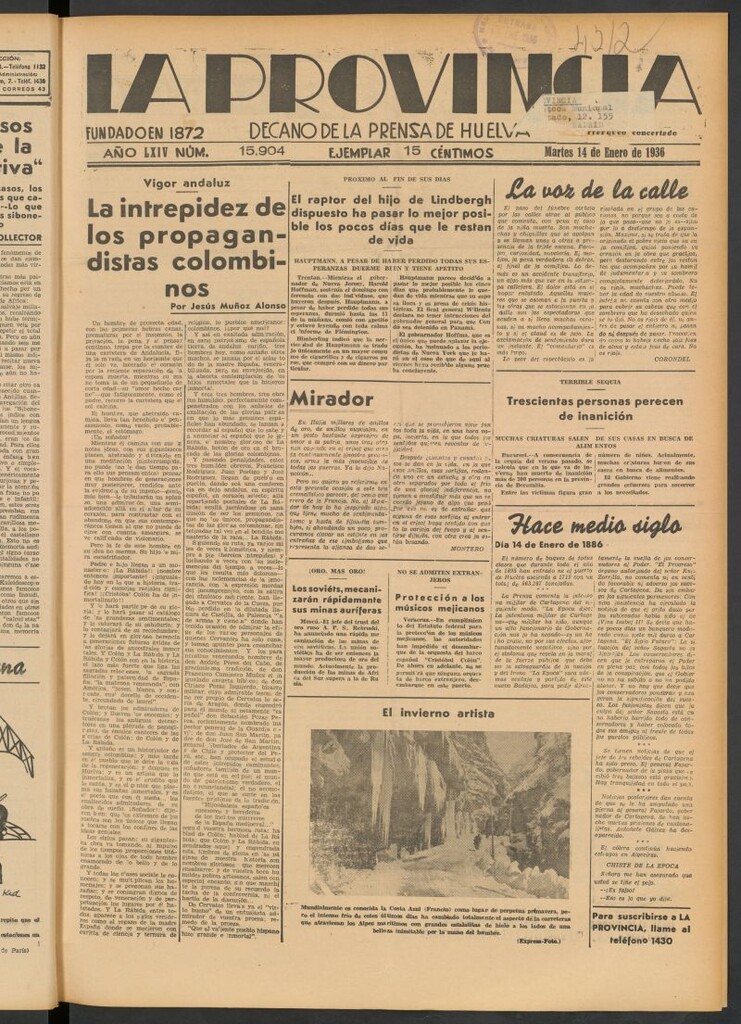 Miniatura de La Provincia : diario de la noche del 14 de enero de 1936