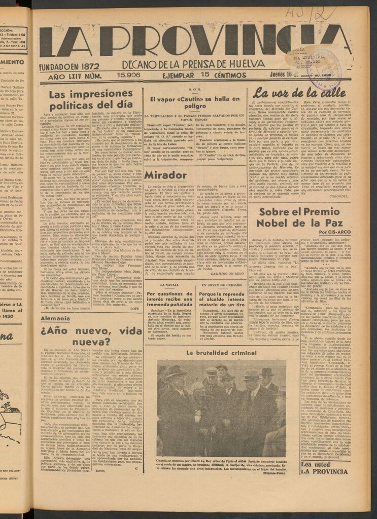 Miniatura de La Provincia : diario de la noche del 16 de enero de 1936