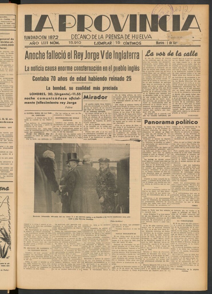 Miniatura de La Provincia : diario de la noche del 21 de enero de 1936