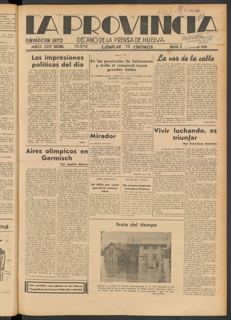 Miniatura de La Provincia : diario de la noche del 23 de enero de 1936