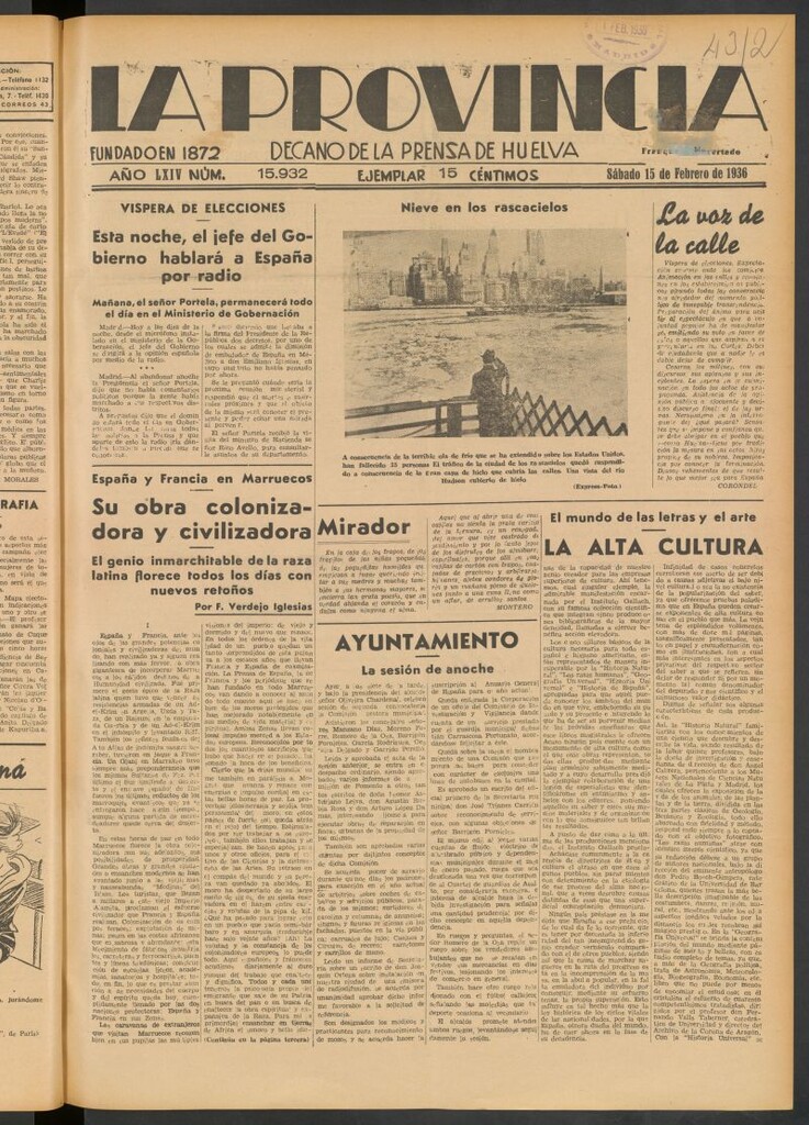 Miniatura de La Provincia : diario de la noche del 15 de febrero de 1936
