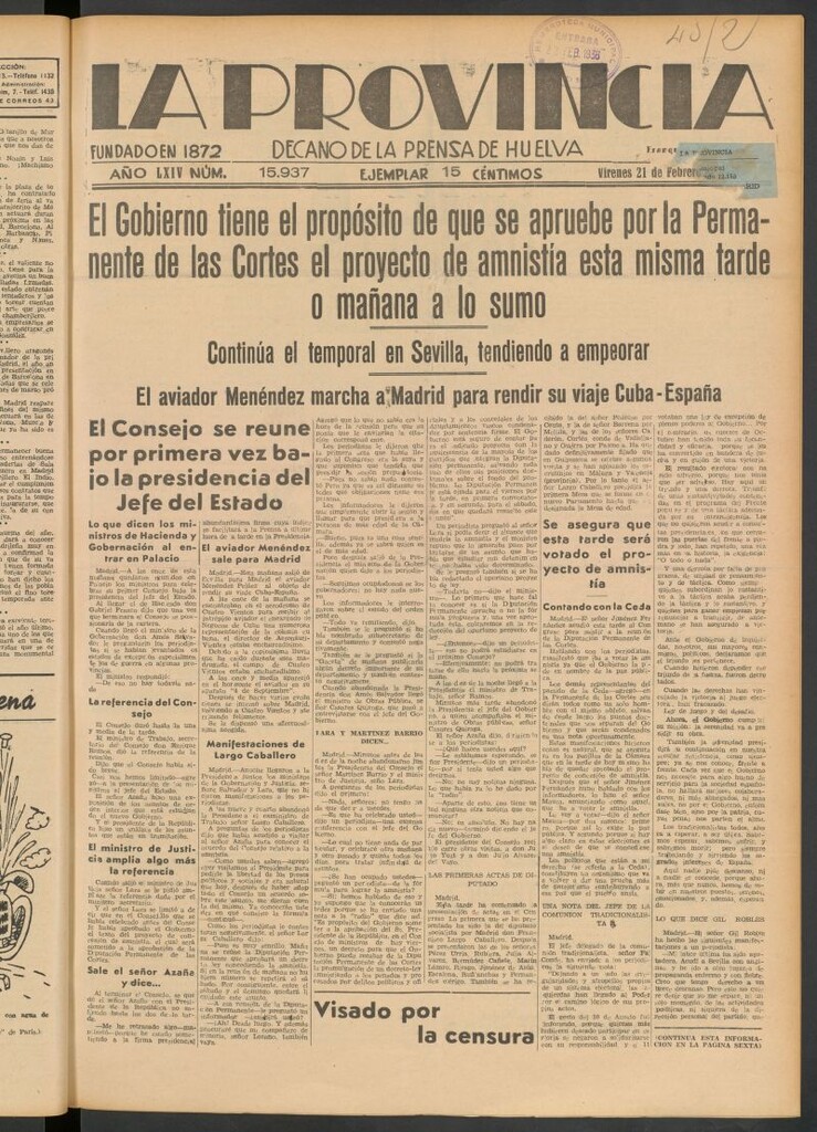 Miniatura de La Provincia : diario de la noche del 21 de febrero de 1936