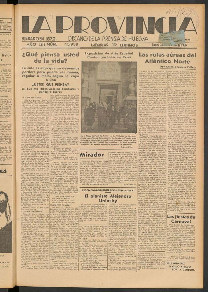 Miniatura de La Provincia : diario de la noche del 24 de febrero de 1936