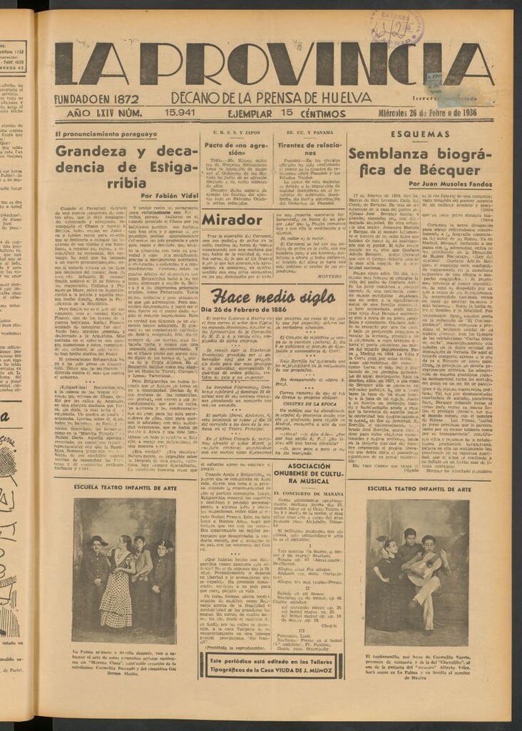 Miniatura de La Provincia : diario de la noche del 26 de febrero de 1936