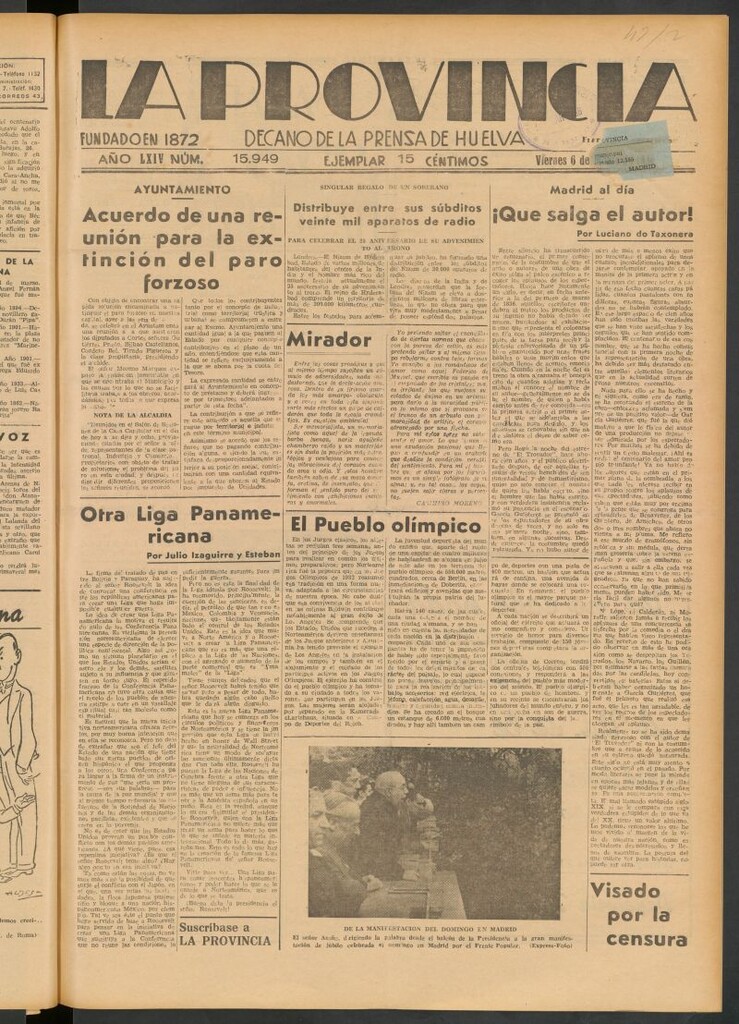 Miniatura de La Provincia : diario de la noche del 6 de marzo de 1936
