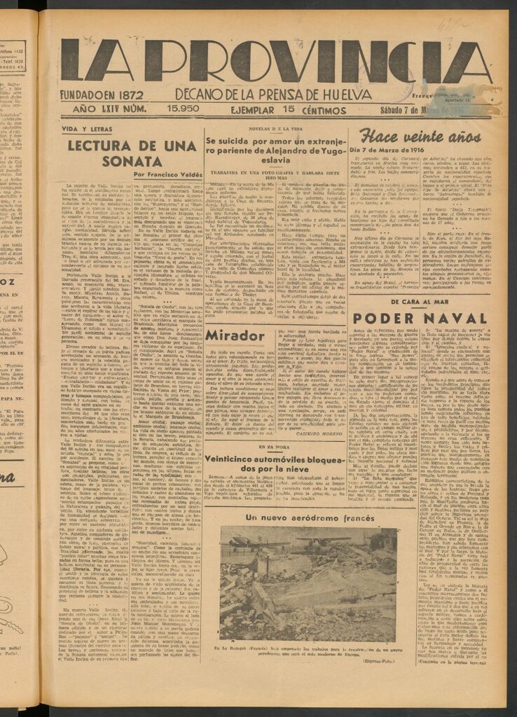 Miniatura de La Provincia : diario de la noche del 7 de marzo de 1936