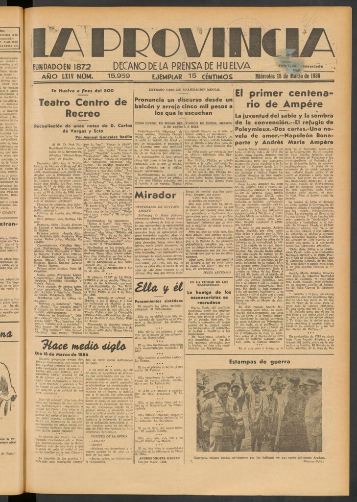 Miniatura de La Provincia : diario de la noche del 18 de marzo de 1936