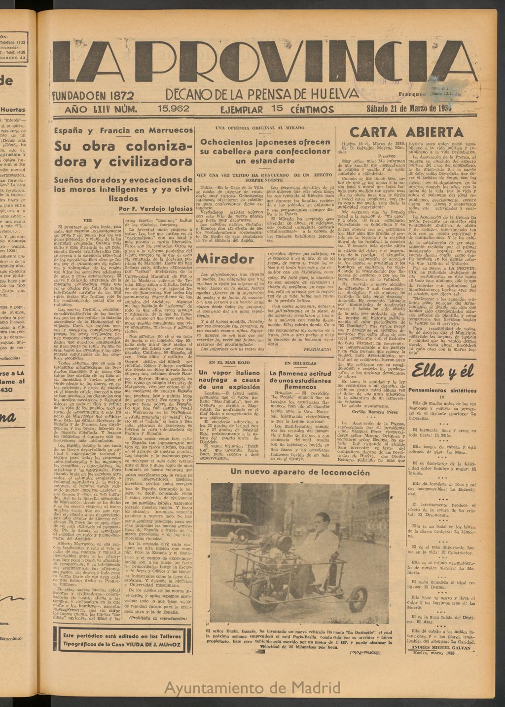 Miniatura de La Provincia : diario de la noche del 21 de marzo de 1936