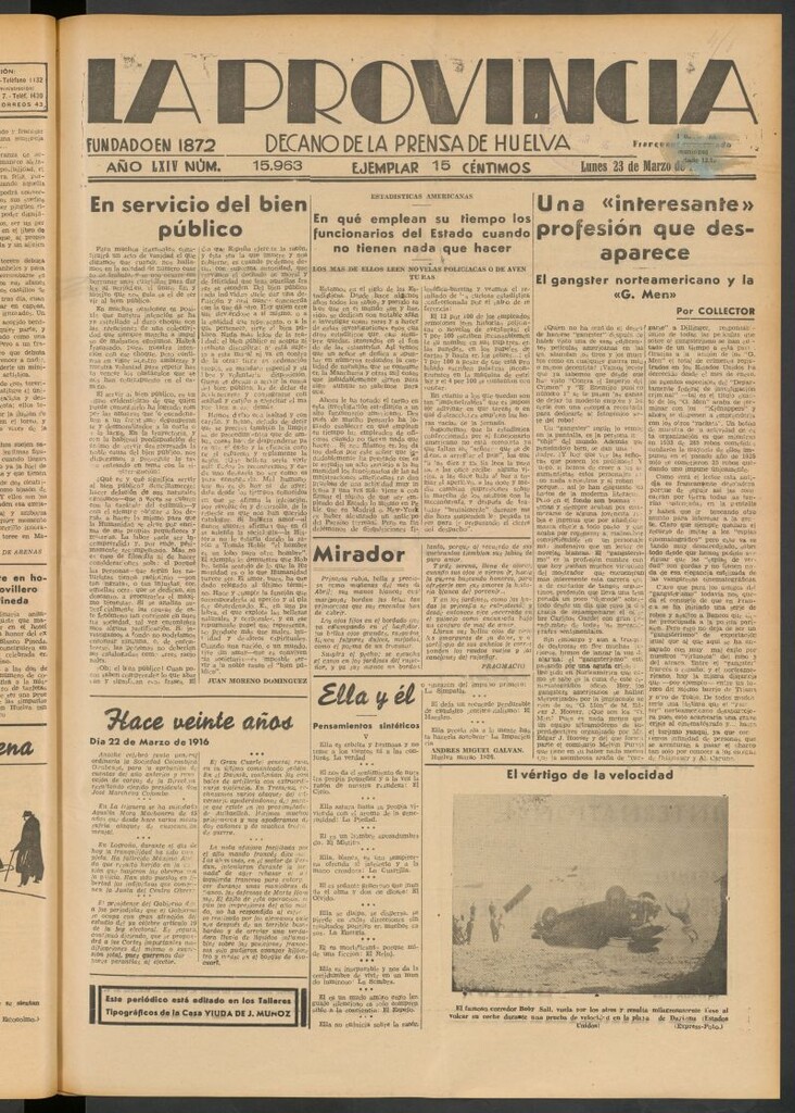 Miniatura de La Provincia : diario de la noche del 23 de marzo de 1936